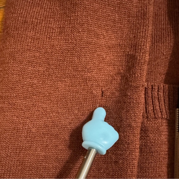 100% Merino Wool Cardigan Sweater Brown Button Front Pocket Classic Sz XS - Picture 9 of 11